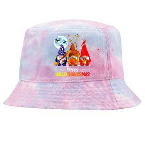 Halloween Thanksgiving Christmas Happy Hallothanksmas Gnomes Tie-Dyed Bucket Hat