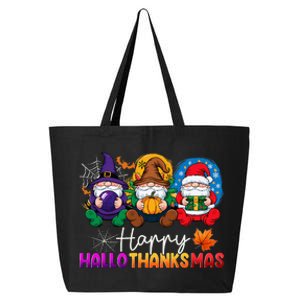 Halloween Thanksgiving Christmas Happy Hallothanksmas Gnomes 25L Jumbo Tote