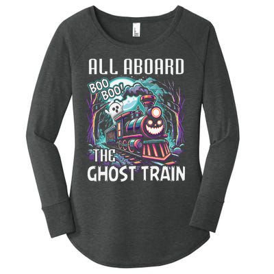 Halloween Train Choo Cho Locomotive All Aboard Railroad Women's Perfect Tri Tunic Long Sleeve Shirt