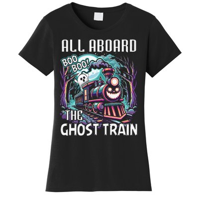 Halloween Train Choo Cho Locomotive All Aboard Railroad Women's T-Shirt