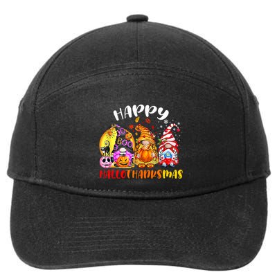 Halloween Thanksgiving Christmas Happy HalloThanksMas Gnomes 7-Panel Snapback Hat