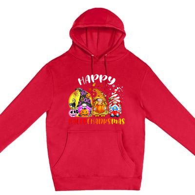 Halloween Thanksgiving Christmas Happy HalloThanksMas Gnomes Premium Pullover Hoodie