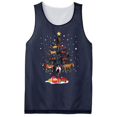 Horse Tree Christmas Horses Xmas Tee Gifts For Women Girl Mesh Reversible Basketball Jersey Tank