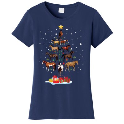 Horse Tree Christmas Horses Xmas Tee Gifts For Women Girl Women's T-Shirt