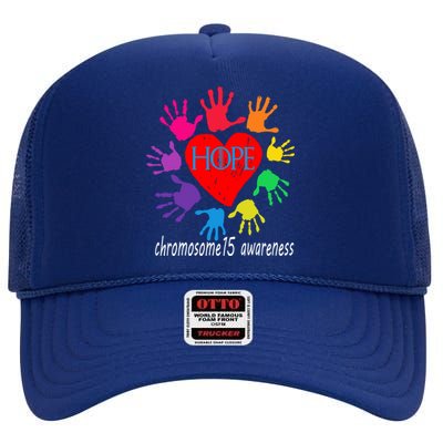 Hope The Chromosome 15 Support And Awareness Design Gift High Crown Mesh Back Trucker Hat