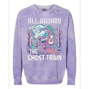 Halloween Train Choo Cho Locomotive All Aboard Railroad Colorblast Crewneck Sweatshirt