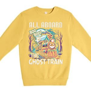 Halloween Train Choo Cho Locomotive All Aboard Railroad Premium Crewneck Sweatshirt