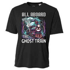 Halloween Train Choo Cho Locomotive All Aboard Railroad Cooling Performance Crew T-Shirt