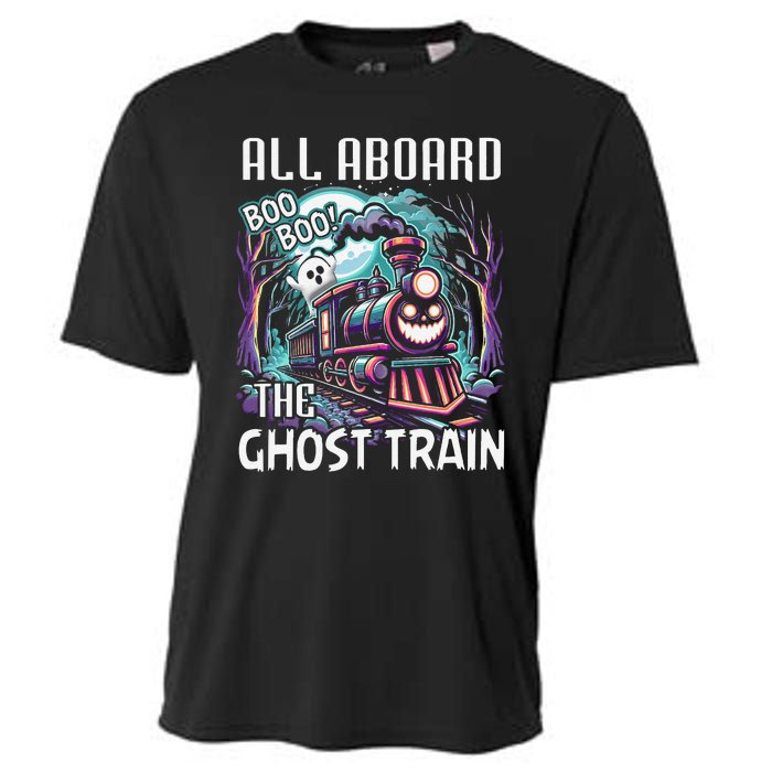 Halloween Train Choo Cho Locomotive All Aboard Railroad Cooling Performance Crew T-Shirt