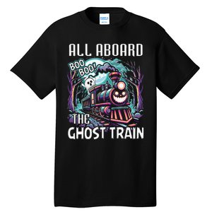 Halloween Train Choo Cho Locomotive All Aboard Railroad Tall T-Shirt