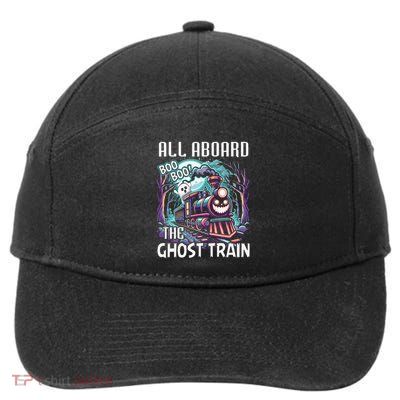 Halloween Train Choo Cho Locomotive All Aboard Railroad 7-Panel Snapback Hat