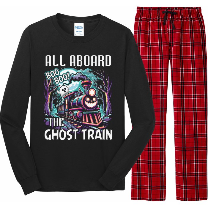 Halloween Train Choo Cho Locomotive All Aboard Railroad Long Sleeve Pajama Set