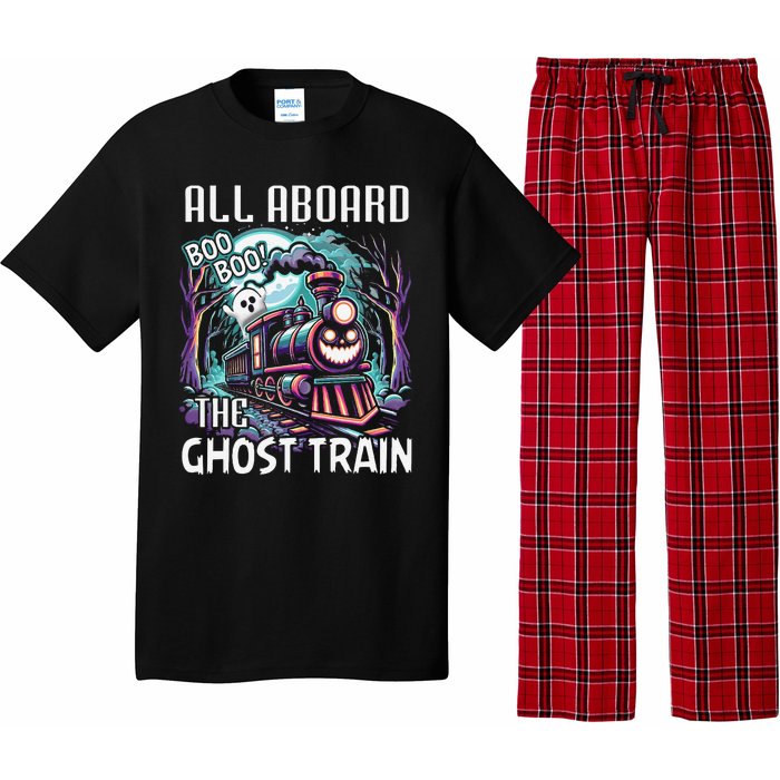 Halloween Train Choo Cho Locomotive All Aboard Railroad Pajama Set