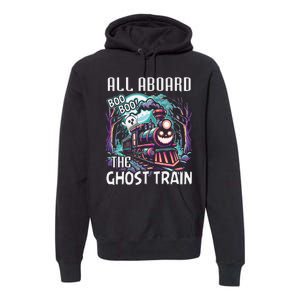 Halloween Train Choo Cho Locomotive All Aboard Railroad Premium Hoodie