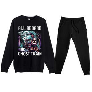 Halloween Train Choo Cho Locomotive All Aboard Railroad Premium Crewneck Sweatsuit Set