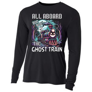 Halloween Train Choo Cho Locomotive All Aboard Railroad Cooling Performance Long Sleeve Crew