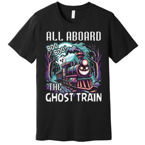 Halloween Train Choo Cho Locomotive All Aboard Railroad Premium T-Shirt