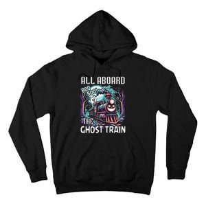 Halloween Train Choo Cho Locomotive All Aboard Railroad Tall Hoodie