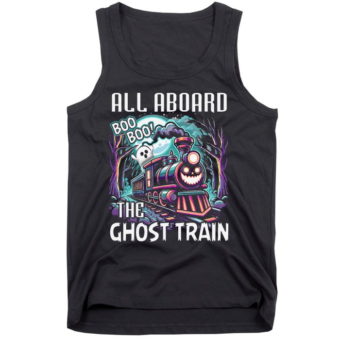 Halloween Train Choo Cho Locomotive All Aboard Railroad Tank Top