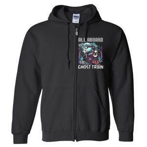 Halloween Train Choo Cho Locomotive All Aboard Railroad Full Zip Hoodie