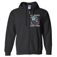 Halloween Train Choo Cho Locomotive All Aboard Railroad Full Zip Hoodie