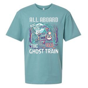 Halloween Train Choo Cho Locomotive All Aboard Railroad Sueded Cloud Jersey T-Shirt