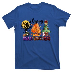 Halloween Thanksgiving Christmas Tree Happy Hallothanksmas Cute Gift T-Shirt