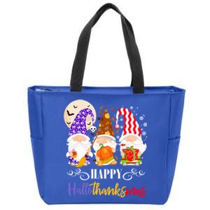 Halloween Thanksgiving Christmas Gnome Happy Hallothanksmas Gift Zip Tote Bag