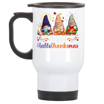 Halloween Thanksgiving Christmas Happy HalloThanksMas Gnomes Love Stainless Steel Travel Mug