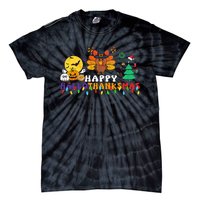 Halloween Thanksgiving Christmas Turkey Happy Hallothanksmas Tie-Dye T-Shirt