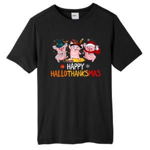 Halloween Thanksgiving Christmas Happy Hallothanksmas Pigs Tall Fusion ChromaSoft Performance T-Shirt