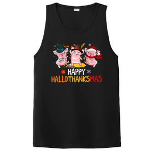 Halloween Thanksgiving Christmas Happy Hallothanksmas Pigs PosiCharge Competitor Tank