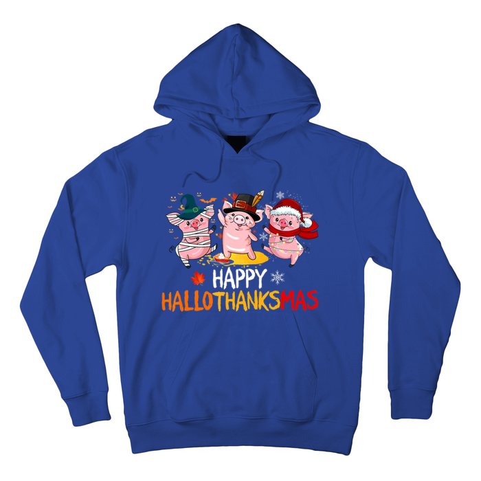 Halloween Thanksgiving Christmas Happy Hallothanksmas Pigs Hoodie