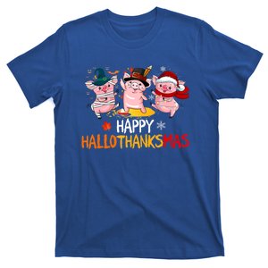 Halloween Thanksgiving Christmas Happy Hallothanksmas Pigs T-Shirt