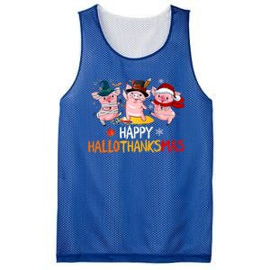 Halloween Thanksgiving Christmas Happy Hallothanksmas Pigs Mesh Reversible Basketball Jersey Tank