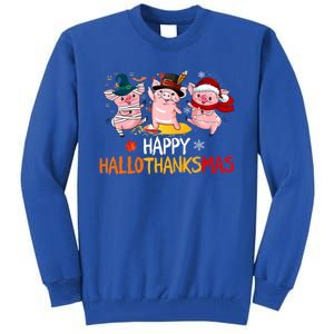 Halloween Thanksgiving Christmas Happy Hallothanksmas Pigs Tall Sweatshirt