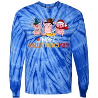 Halloween Thanksgiving Christmas Happy Hallothanksmas Pigs Tie-Dye Long Sleeve Shirt