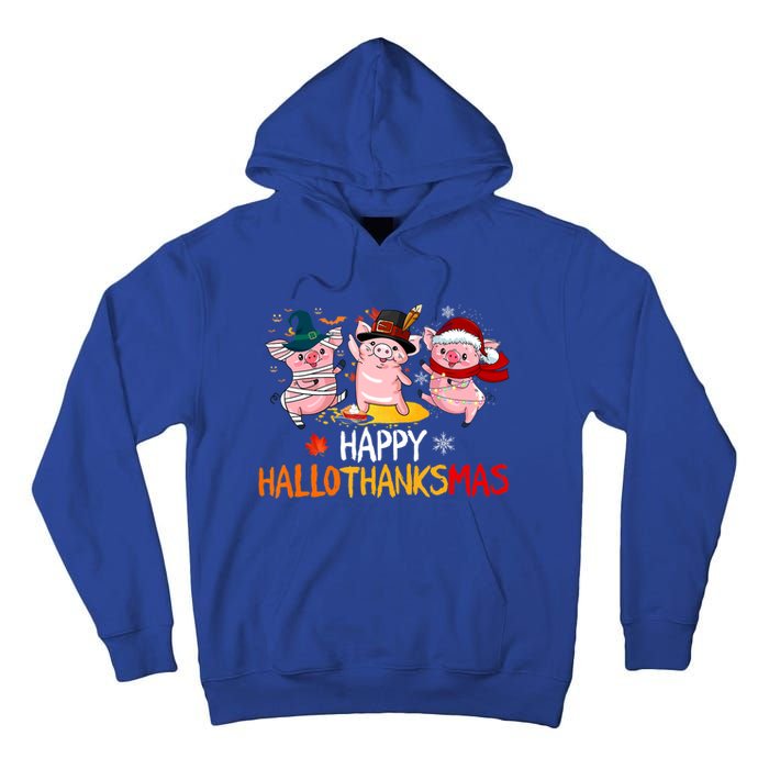 Halloween Thanksgiving Christmas Happy Hallothanksmas Pigs Tall Hoodie