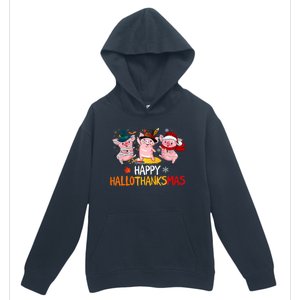 Halloween Thanksgiving Christmas Happy Hallothanksmas Pigs Urban Pullover Hoodie