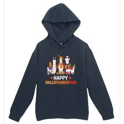 Halloween Thanksgiving Christmas Happy Hallothanksmas Llama Gift Urban Pullover Hoodie