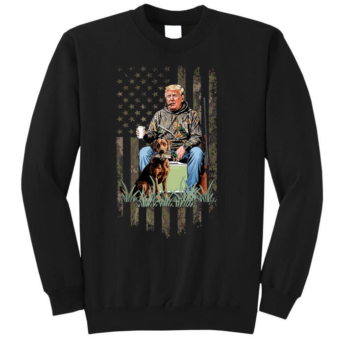 Hunting Trump Camouflage Usa Flag Duck Hunting Season Maga Sweatshirt