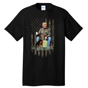 Hunting Trump Camouflage Usa Flag Duck Hunting Season Maga Tall T-Shirt