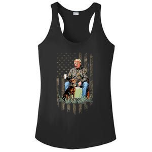 Hunting Trump Camouflage Usa Flag Duck Hunting Season Maga Ladies PosiCharge Competitor Racerback Tank