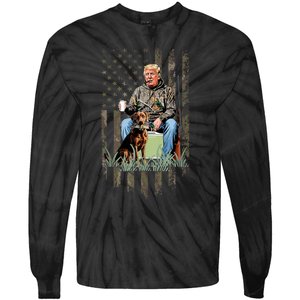 Hunting Trump Camouflage Usa Flag Duck Hunting Season Maga Tie-Dye Long Sleeve Shirt