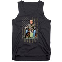 Hunting Trump Camouflage Usa Flag Duck Hunting Season Maga Tank Top