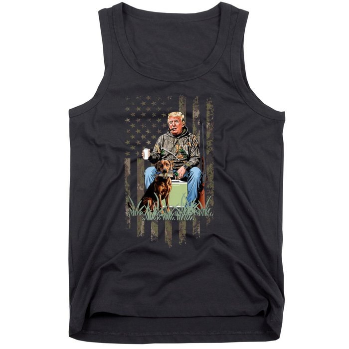 Hunting Trump Camouflage Usa Flag Duck Hunting Season Maga Tank Top