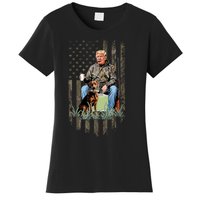 Hunting Trump Camouflage Usa Flag Duck Hunting Season Maga Women's T-Shirt