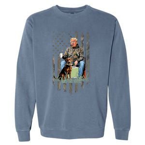 Hunting Trump Camouflage Usa Flag Duck Hunting Season Maga Garment-Dyed Sweatshirt