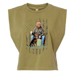 Hunting Trump Camouflage Usa Flag Duck Hunting Season Maga Garment-Dyed Women's Muscle Tee