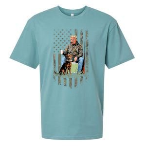 Hunting Trump Camouflage Usa Flag Duck Hunting Season Maga Sueded Cloud Jersey T-Shirt